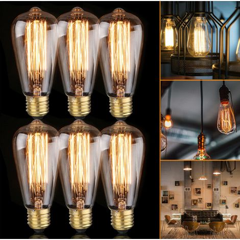 6x E26 60W Ampoule Edison Incandescent Bulb 220V ST64 Retro 64mm x 140mm