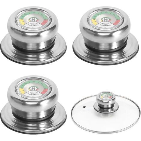Pomos para tapas de ollas (3 piezas: termómetro, mango de vidrio, pomos para tapas de ollas, mango para tapa de ollas, pomo para tapa de ollas para sartenes y cacerolas) (1/4)