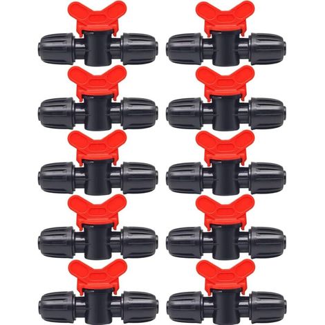 YMYNY 10 Pièces Vanne Commutation d'Irrigation, Irrigation Pipe Valve Switch, Robinet Jardin en Plastique PE, Robinet Barbelé Double Mâle, pour L'irrigation des Pelouses de Jardin, pour 16mm Tuyau