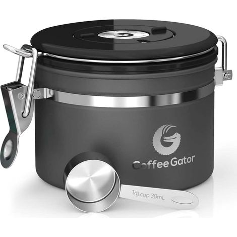 Boîte à café hermétique - Boite étanche pour la Conservation du Cafe et de Toutes Ses Saveurs, Acier Inoxydable - avec Cadran Dateur et Cuillère Doseuse Offerte (1/5)