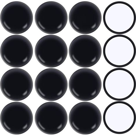 Set mit 16 selbstklebenden, runden 5,3 cm Möbelgleitern für Teppichböden, Möbeluntersetzer für Teppichböden, robuste selbstklebende Stuhlgleiter für Teppichböden (rund, schwarz) (1/5)