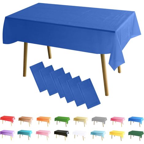 6 Packs Bleu Foncé Nappes,137x274cm PEVE Nappe de Table Rectangulaire,Nappes Imperméables pour Fête Anniversaire,Picnic,Exterieur,Jardin,Mariage,Noël,Halloween (1/5)