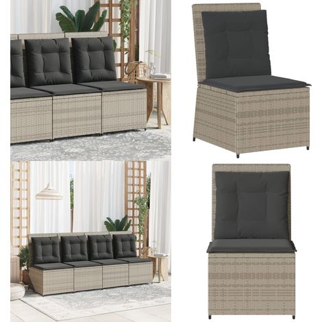Canapé inclinable de jardin coussins gris clair résine tressée - Canapé de jardin - Coussin de jardin (1/5)