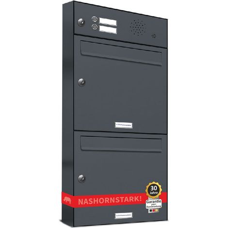 2er Briefkasten Anlage Aufputz - Wandmontage RAL 7016 Anthrazit Klingel (1/5)