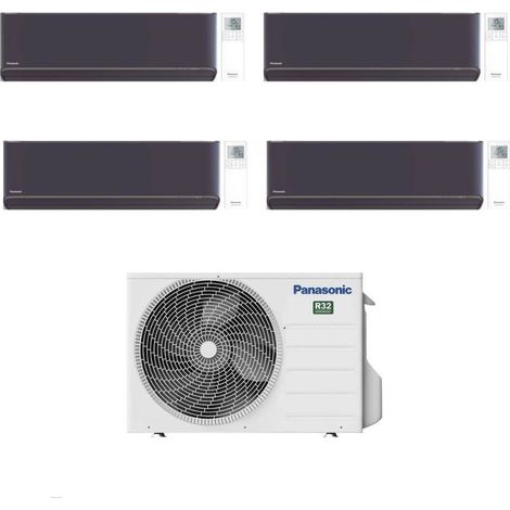 Climatiseur Panasonic Quadri Split Etherea Dark 9+9+9+18 avec CU-5Z90TBE Inverter R-32 Wi-Fi Classe A++