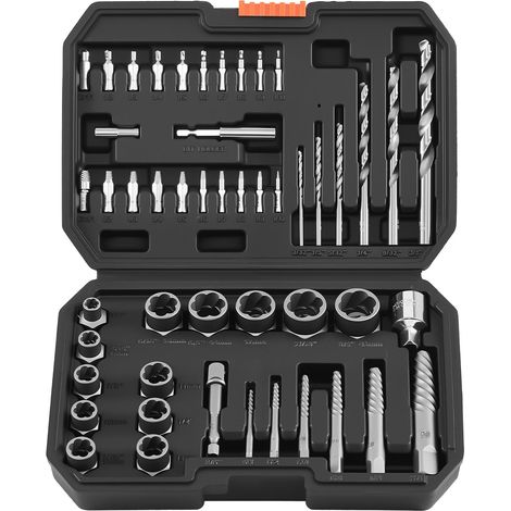 VEVOR Set di Estrattori per Bulloni Danneggiati 49 pezzi, Set di Bussole per Estrazione Dadi Rotti Utensili per Rimozione Bulloni Danneggiati per Riparazioni Domestiche Officina Garage, Acciaio Cr-Mo