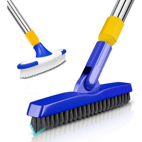 Lot de 2 brosses à récurer pour Joints et sols avec Long Manche, Poils rigides, Brosse de Nettoyage Extensible pour Sol, carrelage, terrasse, Garage, Cuisine, Sol de Douche, Baignoire (1/5)