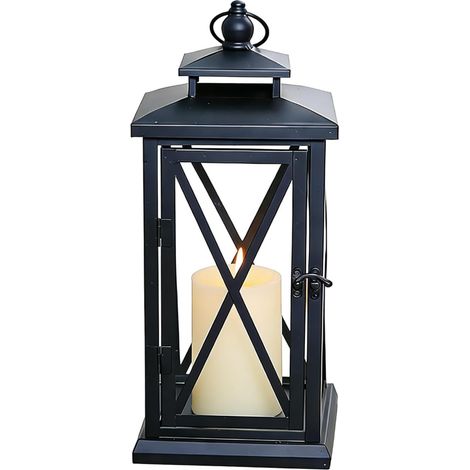 Lanterne Funéraire en Métal Noir 28,5cm Lanterne Funéraire (1/5)