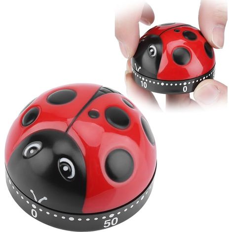 Minuterie de Cuisson de Cuisine Coccinelle, Minuterie de Rappel de 60 Minutes, Minuterie à Remontage Mécanique pour la Cuisine, la Cuisson, Le Timing de Cuisson