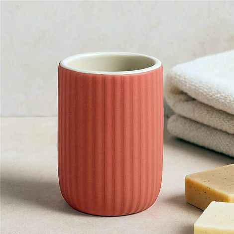 Exagonshop Bicchiere portaspazzolini da appoggio in ceramica