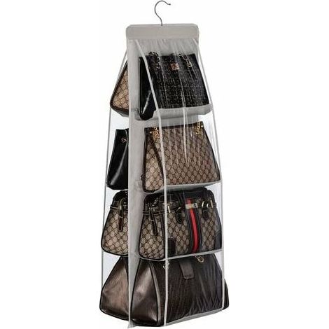 Hanging Handbag Storage, 8 Pockets Hanging Handbag Organizer, Cloth Closet Organizer, Bedside Family Closet, Foldable and Universal Fit (11735cm, Gray) (1/5)