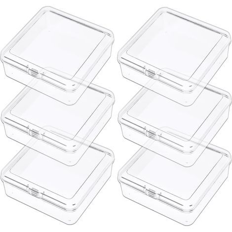 6-Piece Storage Box Set, 10.5x10.5x3.5cm, Clear Plastic with Lid, for Jewelry and Crafts (1/5)