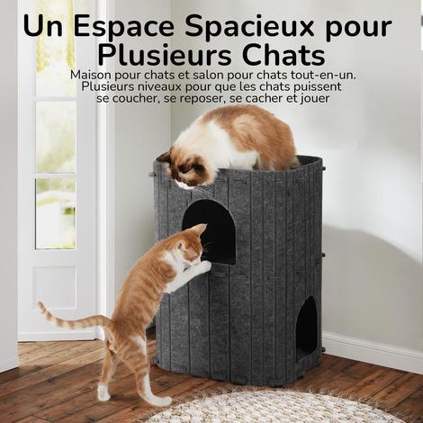 Maison pour chats en feutre gris, tour d'activité moderne à 2 niveaux pour intérieur (1/5)