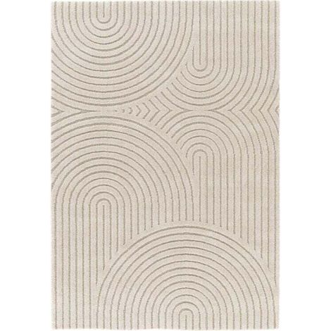 Tapis salon et chambre 80x150 beige rectangle tissé motif simple RIVIERA 1 (1/4)