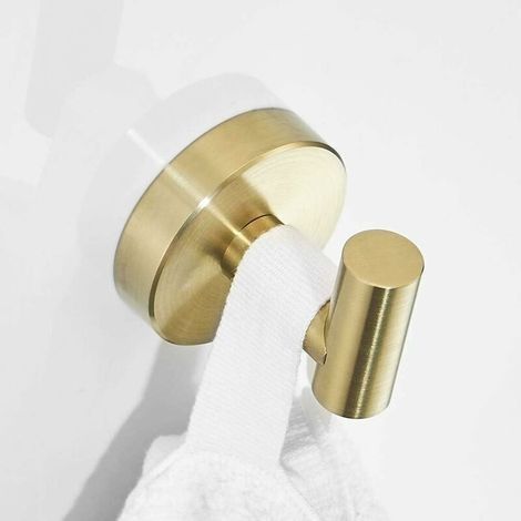 Silberfarbener Wandkleiderhaken, Bademantelhaken aus Edelstahl, Handtuchschlaufe, Garderobenständer mit gebürsteter Nickeloberfläche – Gold (1/4)