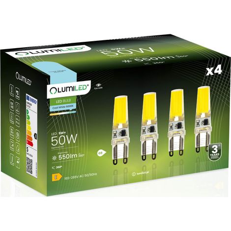 4x G9 LED-Lampenkapsel 5W = 60W 550lm 6500K Kaltweiß 360° Glühfadenbeleuchtung