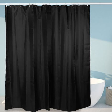 Rideau de salle de bain imperméable en Textile de maison, rideau de salle de bain avec crochets noir 200x180cm (1/5)