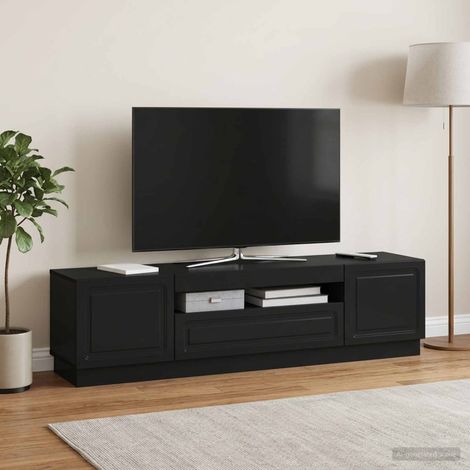 Meuble TV LED Noir Bois d'ingénierie (1/5)