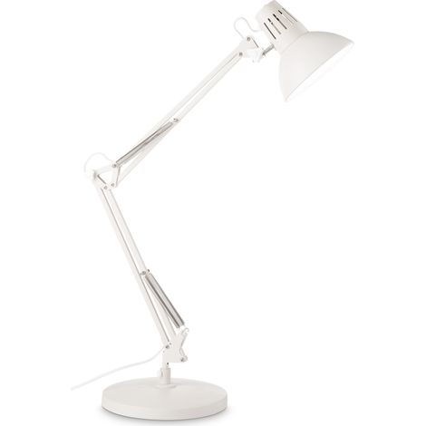 Lampada Da Scrivania-Ufficio Moderna Wally Metallo Bianco E Rame 1 Luce E27