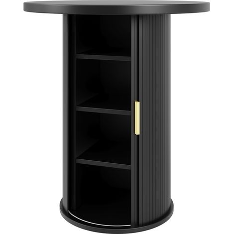 Mesa alta redonda con almacenamiento 60 x 60 x 91,6 cm MDF negro y metal (1/5)