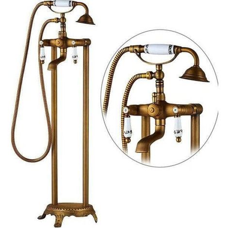 Freistehende Retro-Badewannenarmatur FLORINA altgold (1/4)