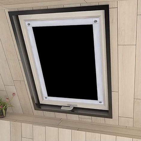 Store thermique pour fenêtre de toit - Sans perçage - Protection solaire - Store occultant avec ventouses - Pour fenêtre - Noir - 60 x 73 cm (1/5)