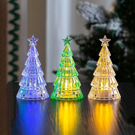 Sapin de Noël Cristal LED avec Lumières Décoration Mini Arbre de Électrique avec Bougies pour Table Cadeau Enfant Bureau Maison 3pcs (1/5)