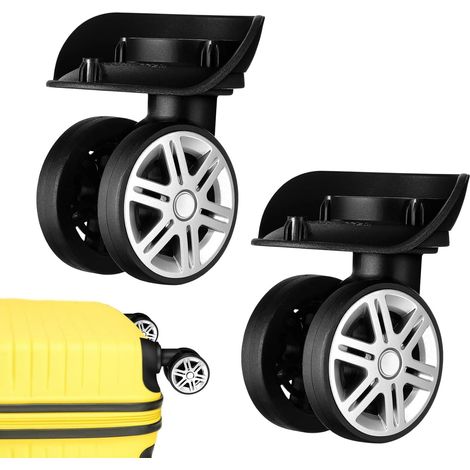 Roues de remplacement pour bagages – 2 pièces pivotantes à 360°, remplacement universel des roues de valise avec un design à roulement lisse, roulettes de voyage robustes pour la réparation des bagage
