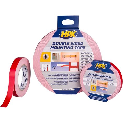 Espuma PE adhesiva doble cara blanca 19mm x 25m HPX - DS1925
