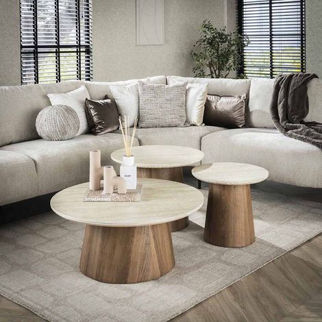 Tables basses rondes modernes MDF et céramique Romanesco (lot de 3) (1/5)