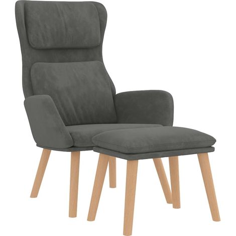 Maison Exclusive - Relaxsessel mit Hocker Dunkelgrau Samt (1/5)