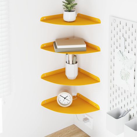vidaXL Étagère flottante 4 pcs Jaune moutarde 24 x 24 x 2 cm (1/5)