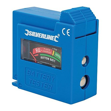 Silverline - Tester di Batterie Compatto - AAA, AA, C, D, 9 V, LR1, A23 e Pulsante (1/4)