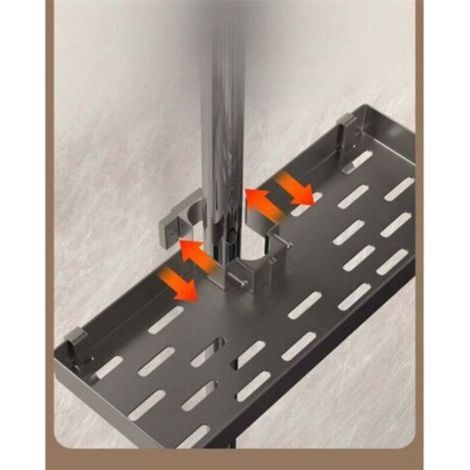 Duschregal ohne Bohren, Seifenhalter Aluminium mit Ablage für Duschgel, einfache Installation, geeignet für Rohre von 22-25mm