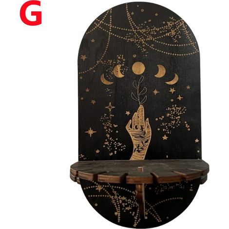 (G) Étagère murale décorative en bois et cristal, support flottant, style bohème, décoration murale suspendue (1/5)