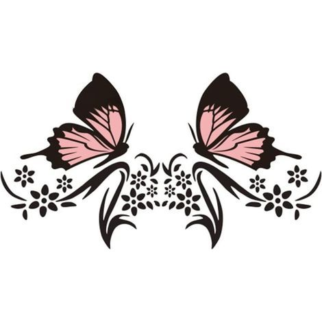 (Noir + Rose)2 Pcs Autocollant de Bande de Capot de Voiture, Papillon Fleurs Motif Graphiques Autocollant de Carrosserie de Voiture Étanche Autocollant pour Voitures SUV Camions Ordinateur (1/5)