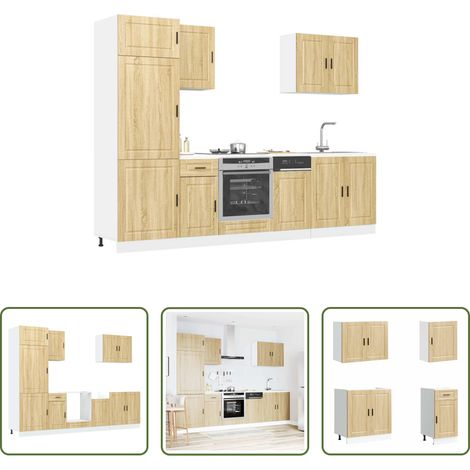vidaXL Meubles en bois d'ingénierie -  Ensemble de 7 meubles de cuisine "Porto" en chêne Sonoma (1/5)