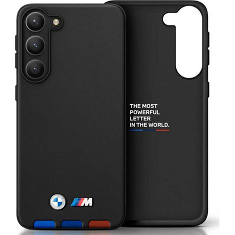 Custodia in pelle BMW con stampa a caldo tricolore per Samsung Galaxy A54 5G (nera)