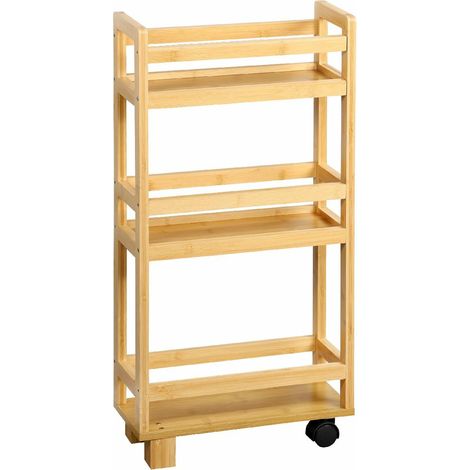 Schmale Bambusablage auf Rollen, 74 cm (1/5)