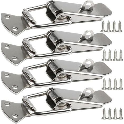 Pair Lot de 4 fermoirs de tension en inox – Fermeture à levier pour boîte à outils, serrure à ressort avec trou pour cadenas.