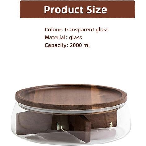 Boîte de conservation en verre avec couvercle en bois, boîte de rangement à plusieurs compartiments pour les collations et les fruits, adaptée aux comptoirs de cuisine et de salon. (1/5)