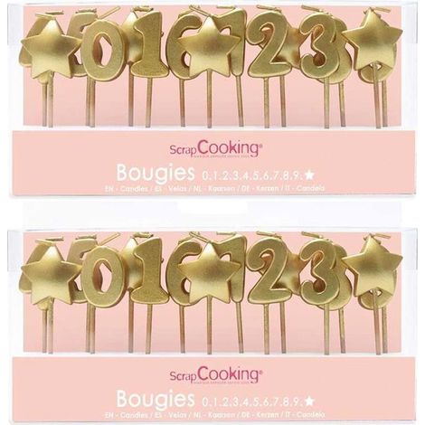 30 bougies d'anniversaire étoiles dorées (1/2)