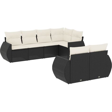 Maison Exclusive - Set Divani da Giardino con Cuscini 7pz Nero Polyrattan (1/5)