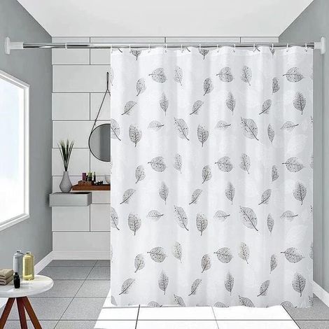 1 Rideau de Douche PEVA, Imperméable, Antimoisissure, Motif Feuilles, pour Baignoire (1/5)