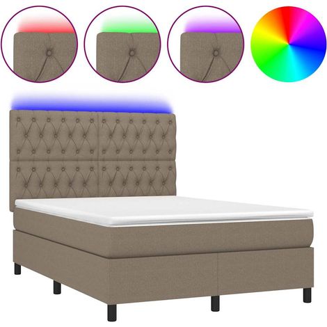 Maison Exclusive - Letto a Molle con Materasso e LED Tortora 140x190 cm in Tessuto (1/5)