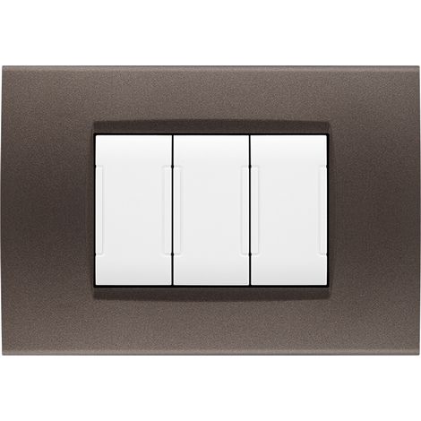 Placche compatibili con Bticino LIVING LIGHT placca 3 4 7 moduli vari colori per supporti LN4703 e N4703  ST04 - 7 Posti - Testa di Moro