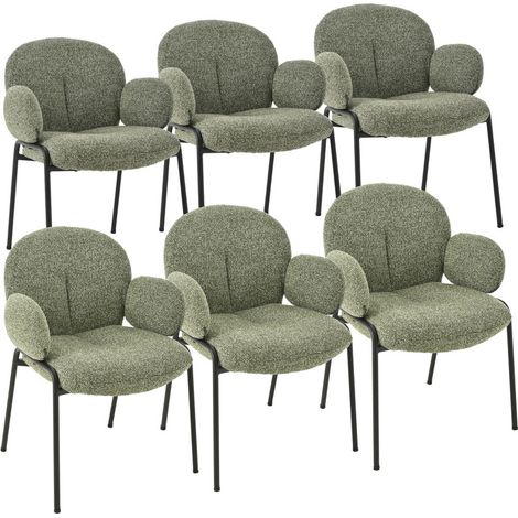 Goeurvant Sillas de Acento Elegantes con Respaldo Curvo y Patas Ajustables, Estilo Escandinavo - Juego de 6 - Verde