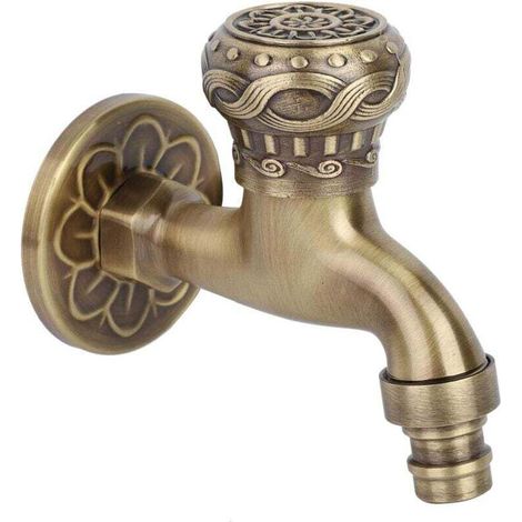 Rubinetto dell'acqua in ottone di alta qualità e resistente, rubinetto da cucina antico con maniglia in metallo e attacco G1/2 -Crezuo