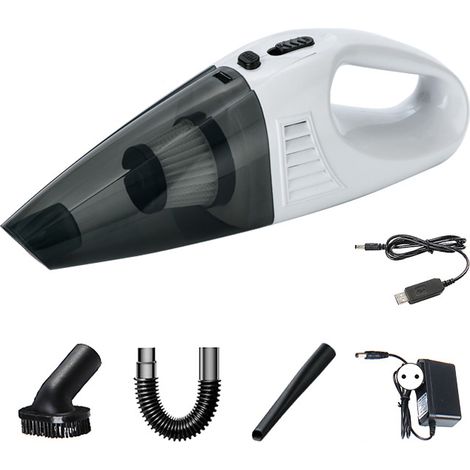 (Exclusivité Asie du Sud-Est) Aspirateur de voiture portable sans fil haute puissance, pour liquides et poussières, compact, double usage (maison et voiture), batterie intégrée, blanc, conforme aux no (1/5)
