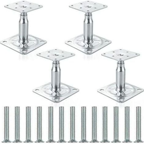 Lot de 4 supports de poteau surlevs galvaniss rglables de 100 150 mm, support de toit robuste pour construction